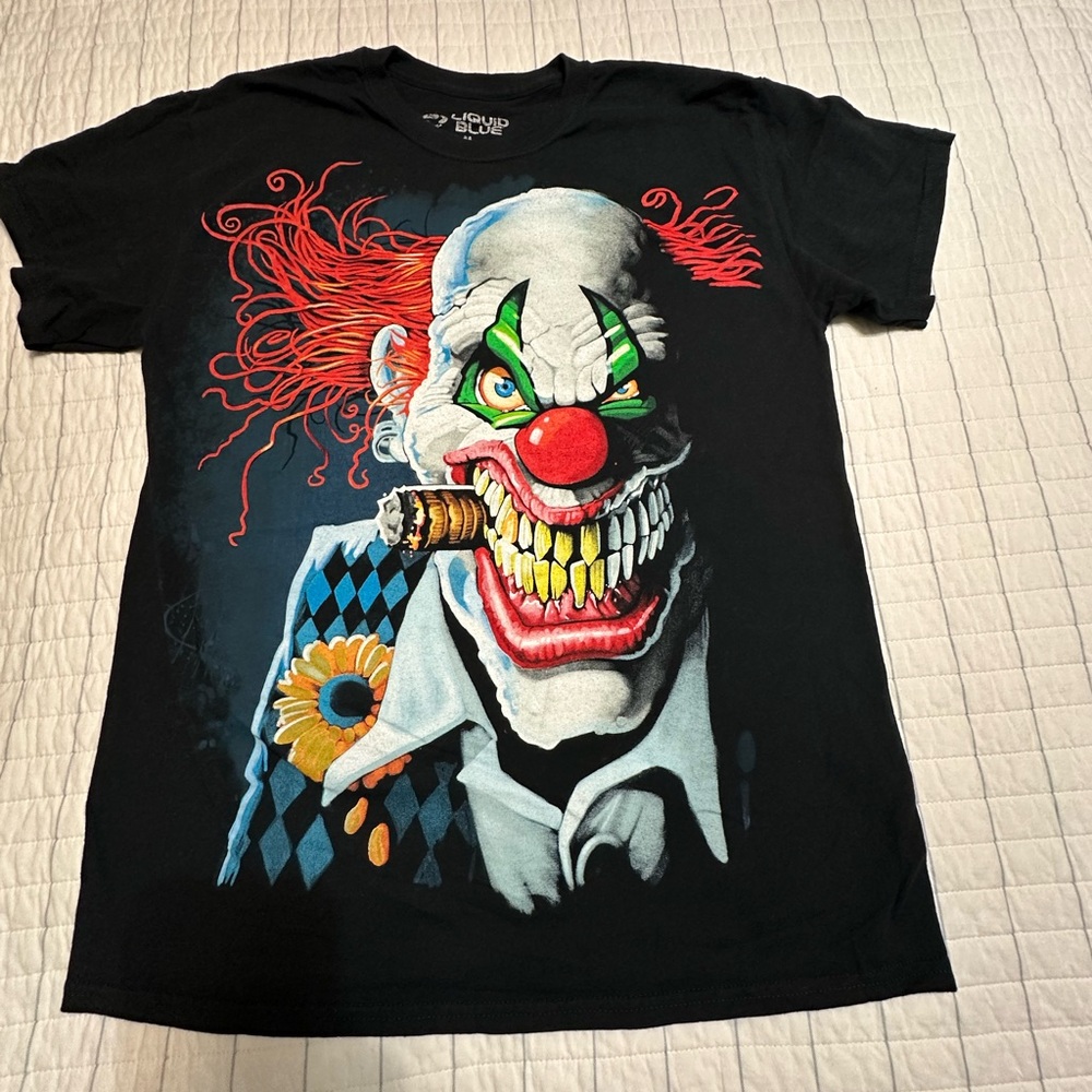 Men's Liquid Blue SCARY CLOWN S/S  T-Shirt Medium Black‎